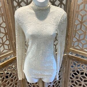 Intimately Free People Elegant White Lace Mock Turtleneck size Small